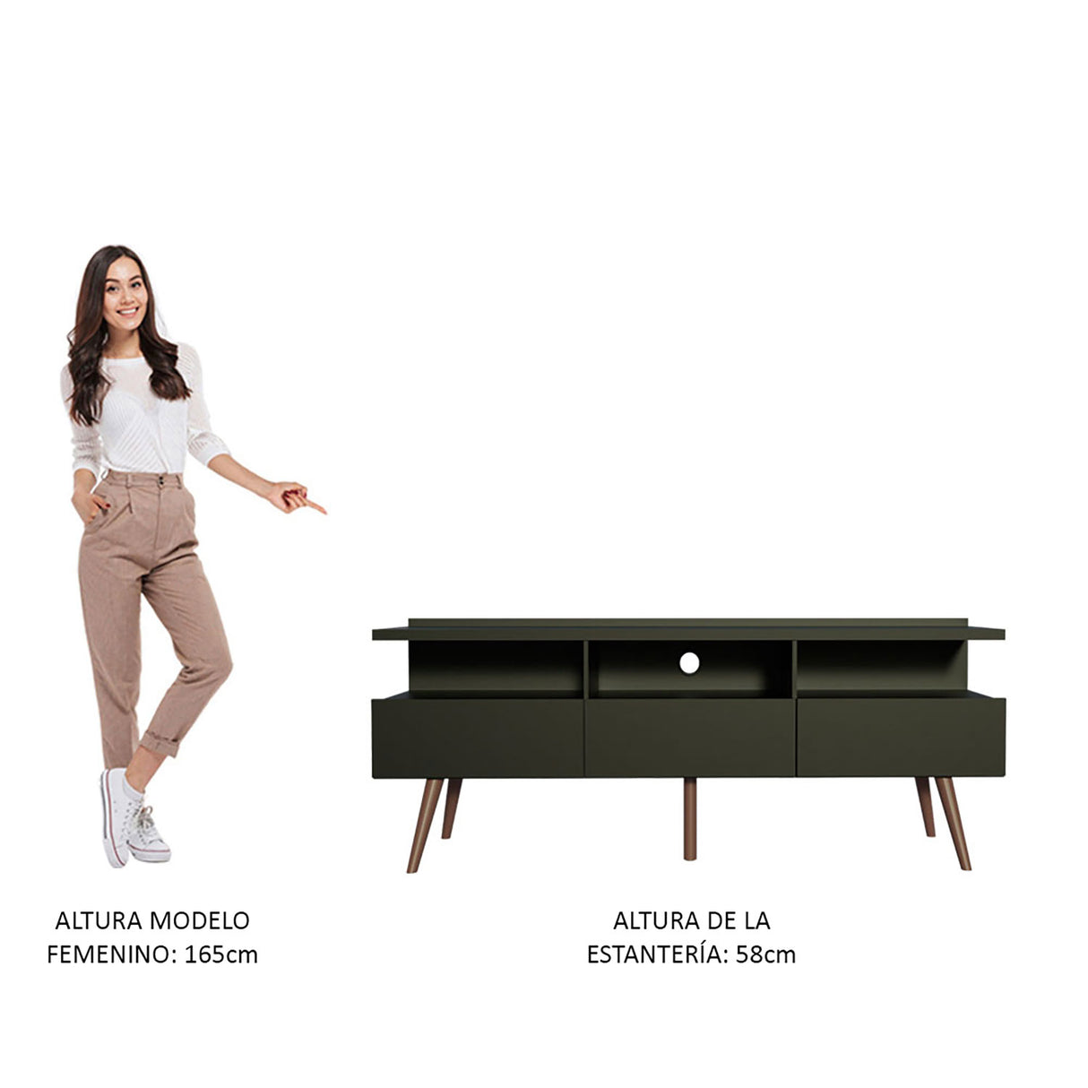 Rack de TV Londres Negro 160x58cm Para TV Hasta 65 Pulgadas - Muebles de TV | Bylmo