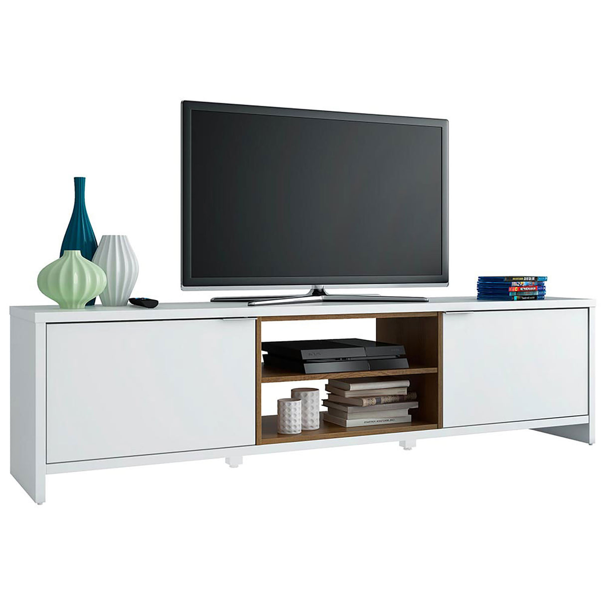 Rack de TV Metz Blanco 180x48cm Para TV Hasta 75 Pulgadas - Muebles de TV | Bylmo