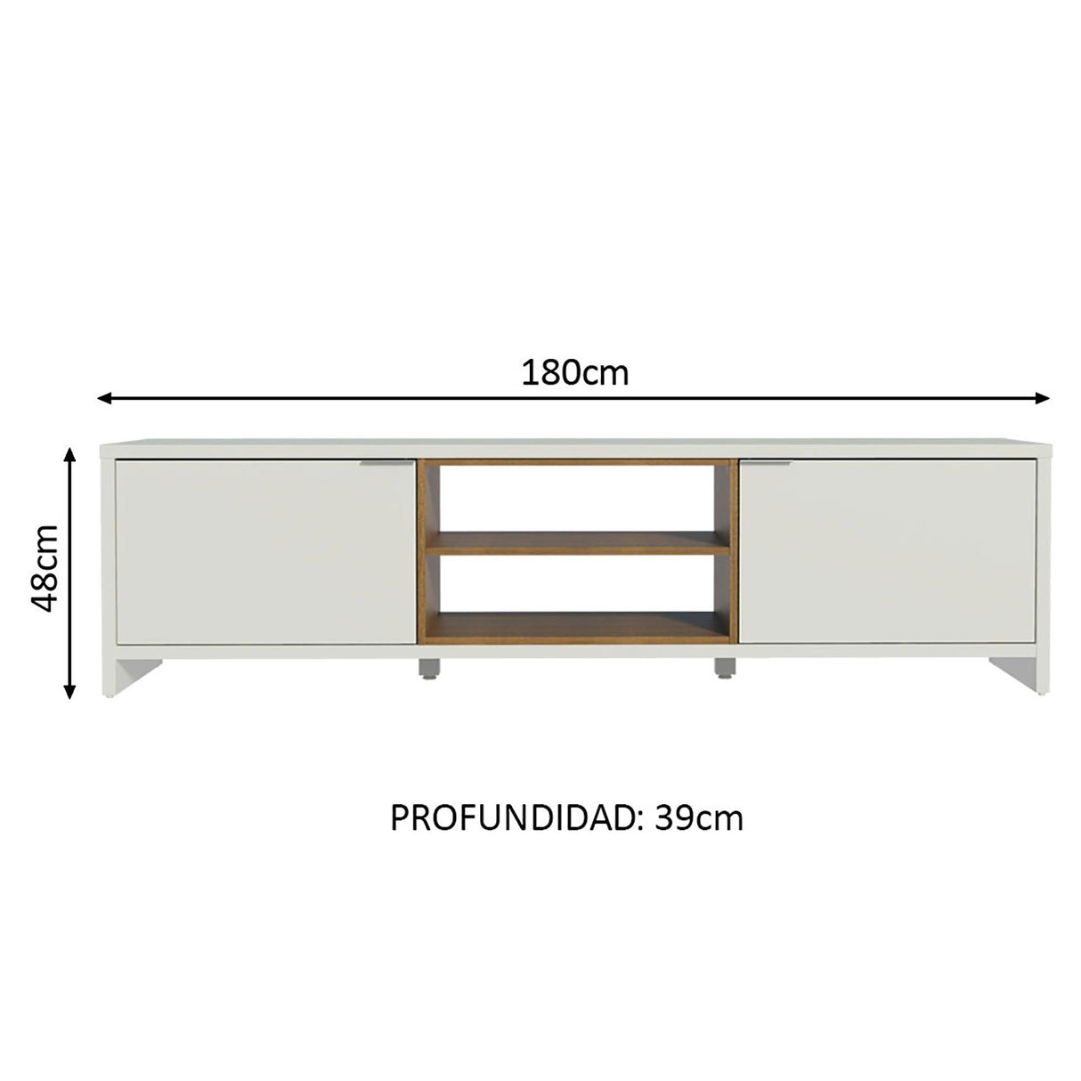 Rack de TV Metz Blanco 180x48cm Para TV Hasta 75 Pulgadas - Muebles de TV | Bylmo