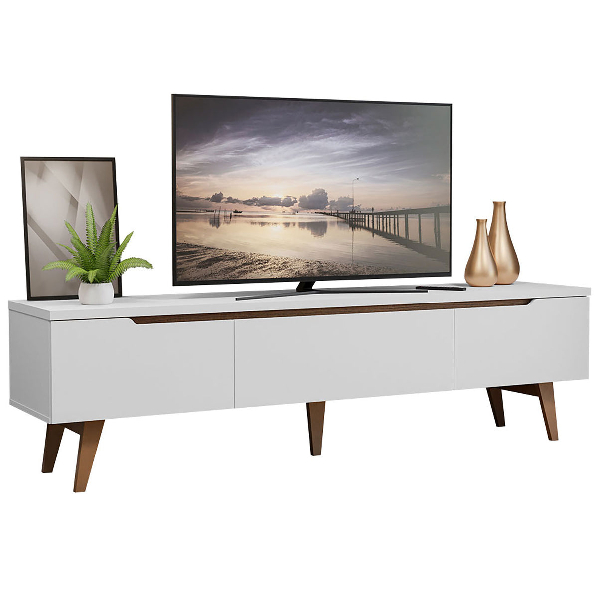 Rack de TV Reims Blanco 180x50cm Para TV Hasta 75 Pulgadas - Muebles de TV | Bylmo
