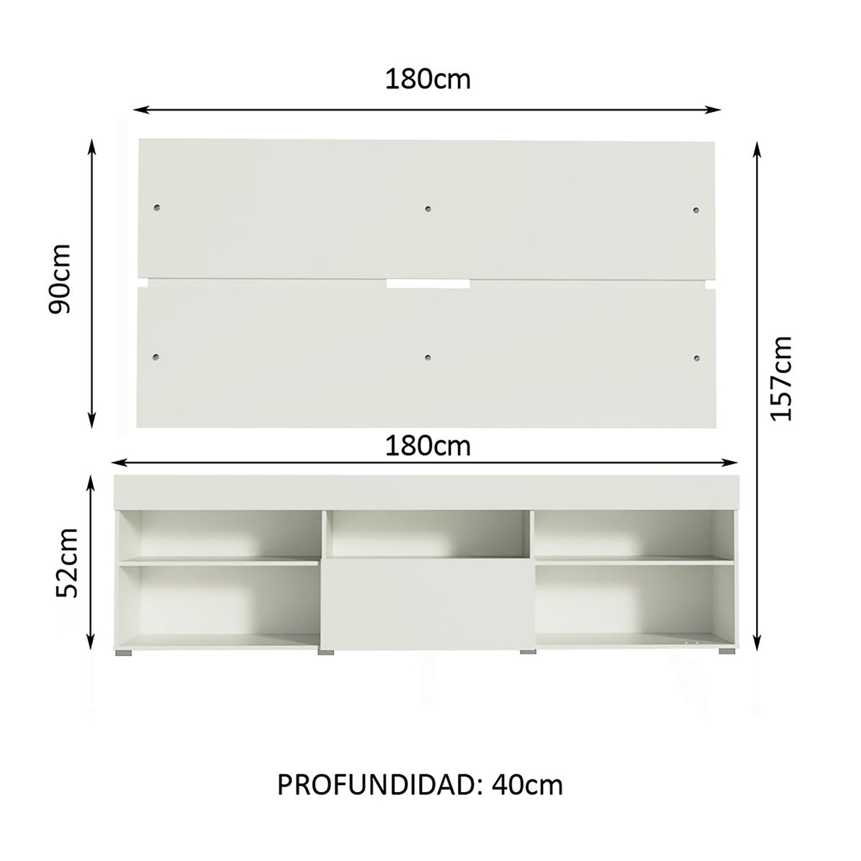 Centro de Entretenimiento Miami Blanco 180x52cm Para TV Hasta 65 Pulgadas - Muebles de TV | Bylmo