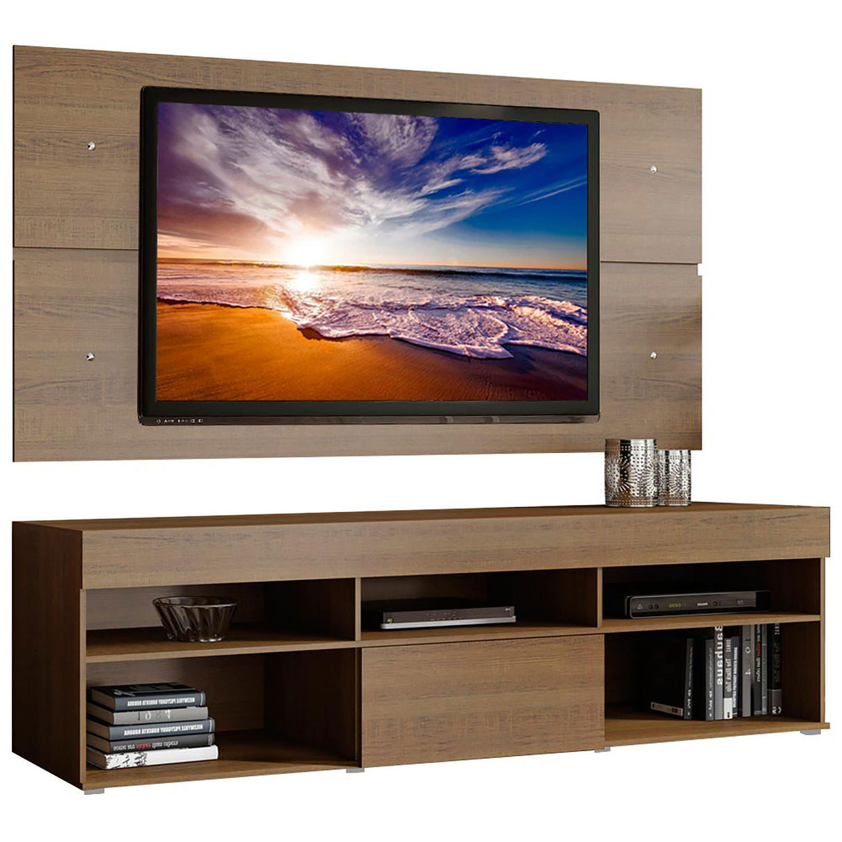 Centro de Entretenimiento Miami Marron 180x52cm Para TV Hasta 65 Pulgadas - Muebles de TV | Bylmo