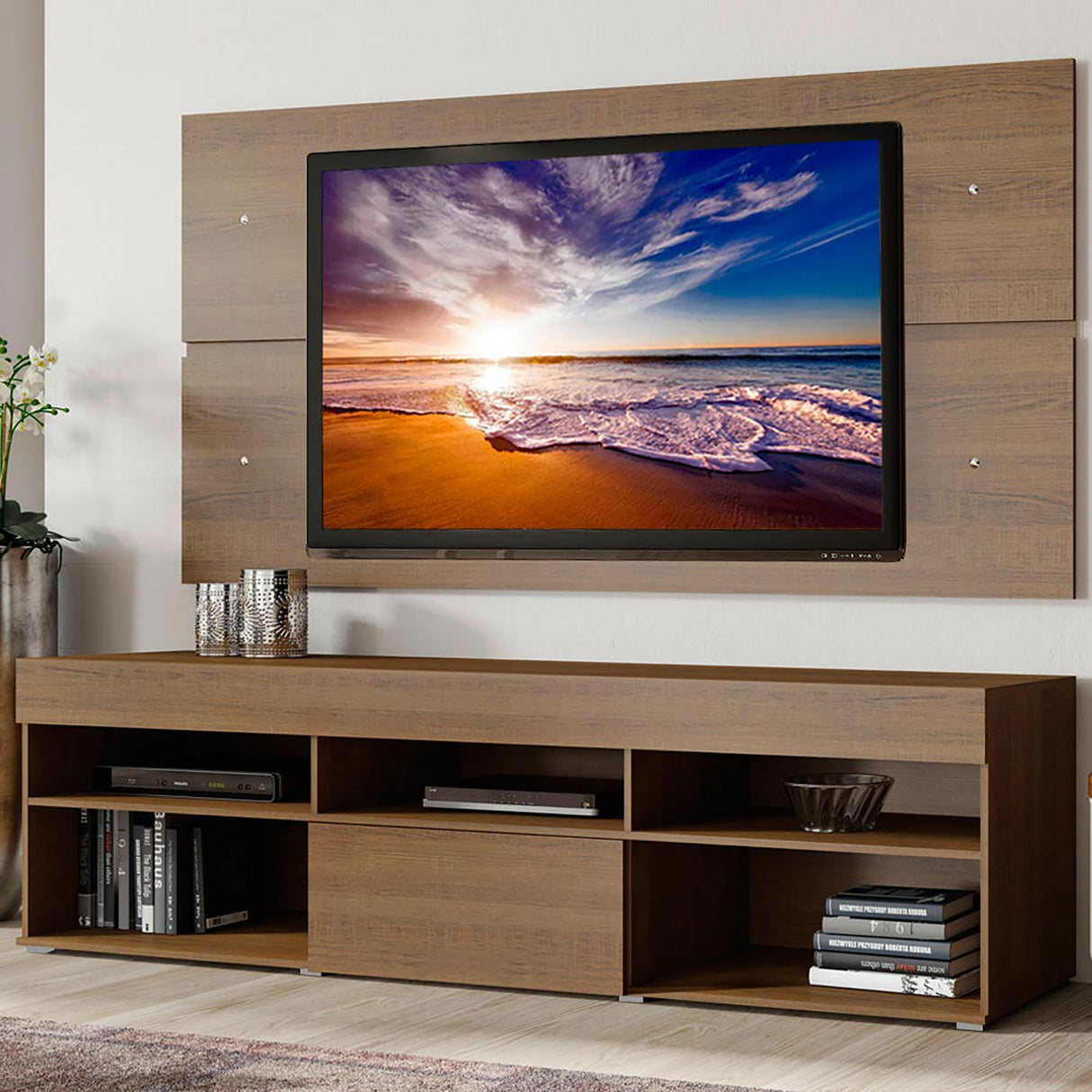 Centro de Entretenimiento Miami Marron 180x52cm Para TV Hasta 65 Pulgadas - Muebles de TV | Bylmo