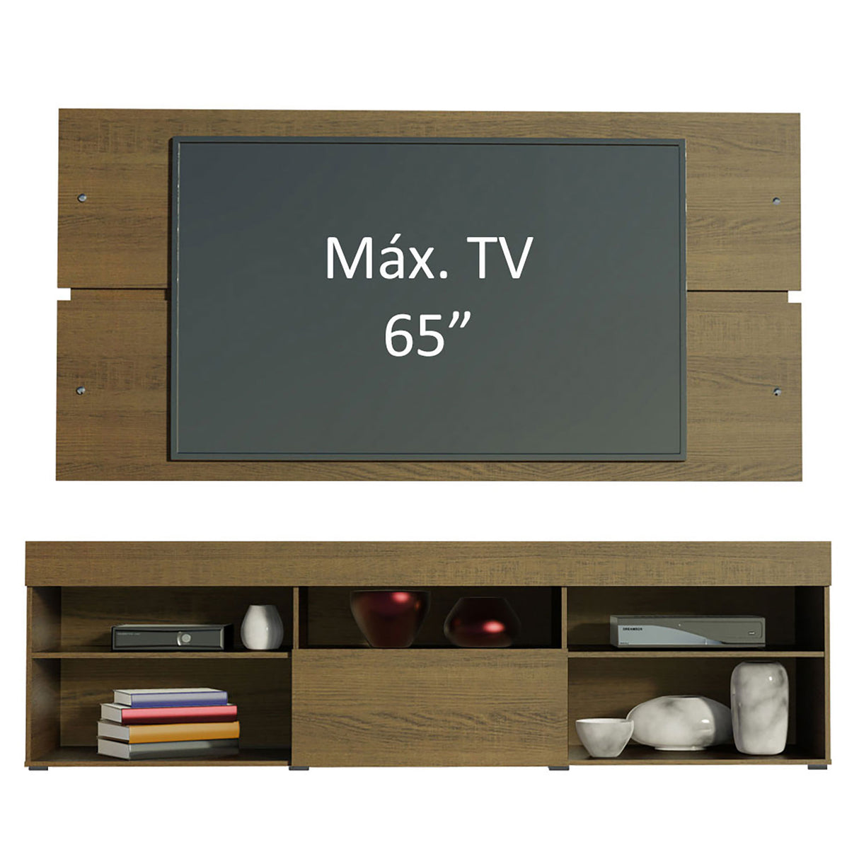 Centro de Entretenimiento Miami Marron 180x52cm Para TV Hasta 65 Pulgadas - Muebles de TV | Bylmo