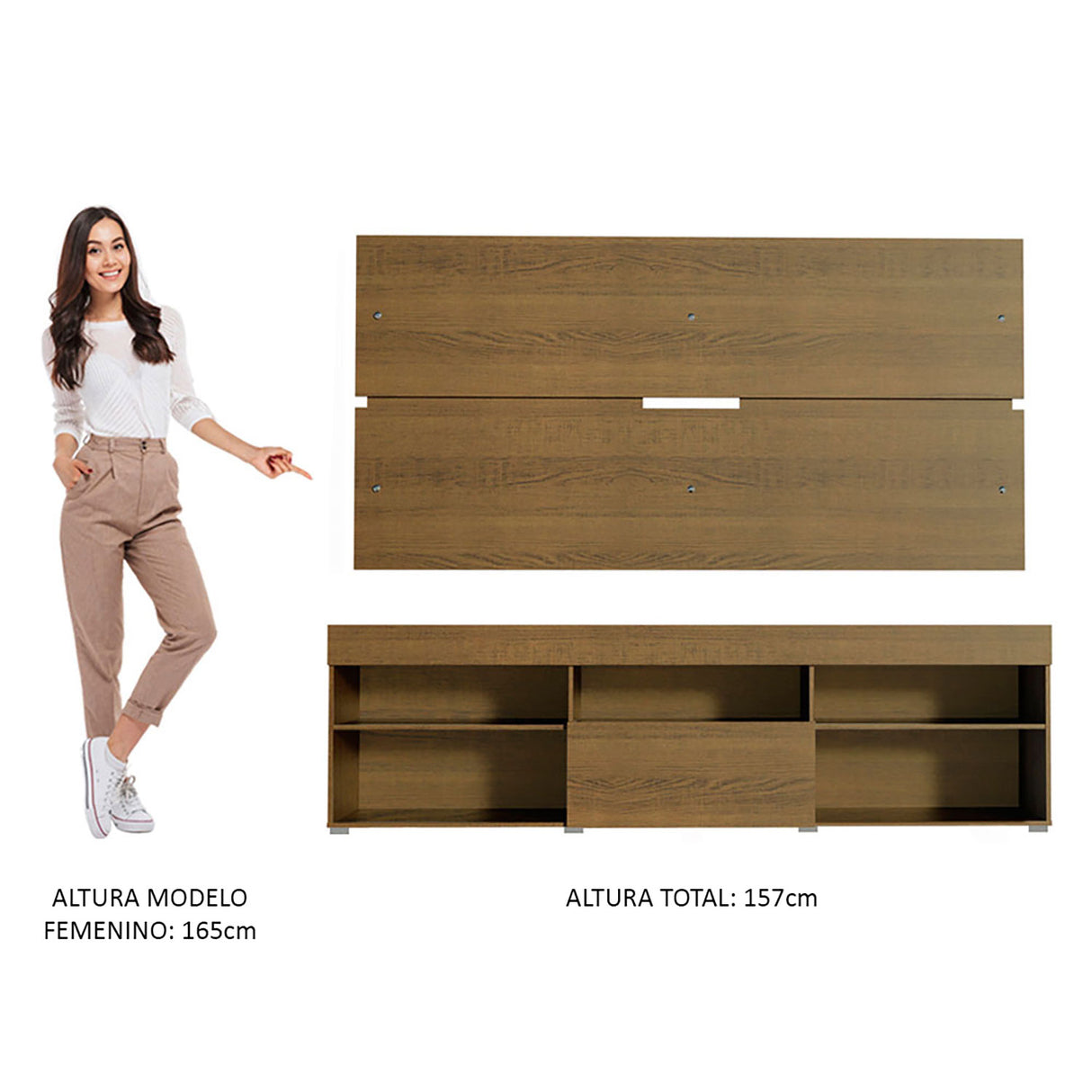 Centro de Entretenimiento Miami Marron 180x52cm Para TV Hasta 65 Pulgadas - Muebles de TV | Bylmo