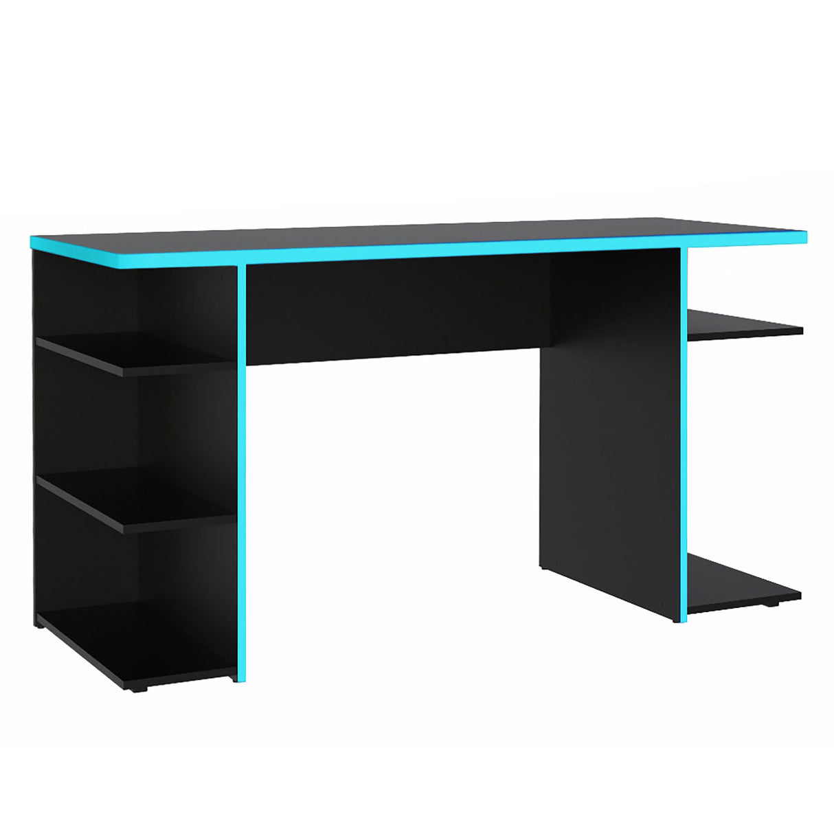 Escritorio Gamer Alaska NR Negro y Azul 136x75cm Sin Cajones - Escritorios | Bylmo