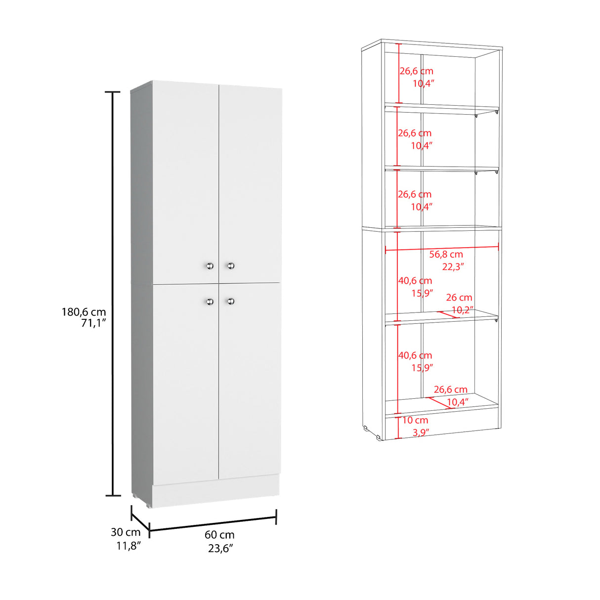 Alacena Lynch Blanco 60x180.6cm de Piso - Alacenas y Muebles Microondas | Bylmo