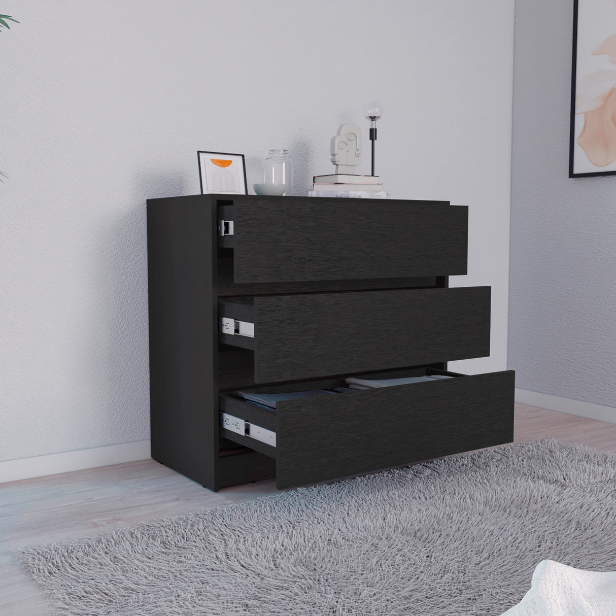 Cajonera Austin Wengue 85x80cm con Tres Cajones - Cajoneras y Comodas | Bylmo