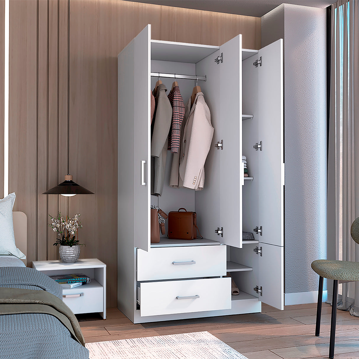 Closet Sebree Blanco 90x180.6cm con Dos Cajones - Closets | Bylmo