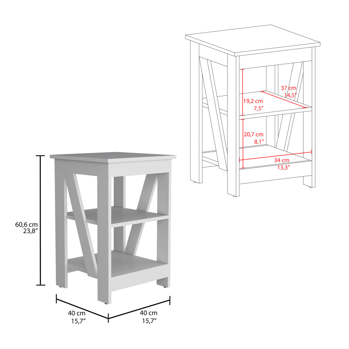 Mesa Auxiliar Taylor Blanco 40x60.6cm Rectangular con Patas - Mesas Auxiliares | Bylmo
