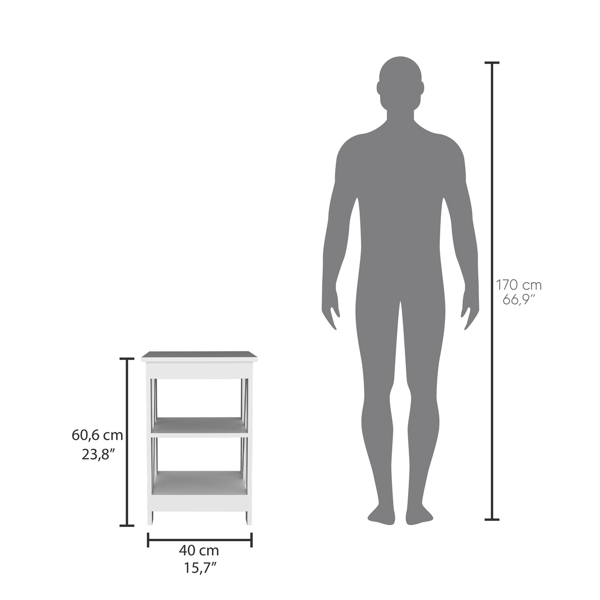Mesa Auxiliar Taylor Blanco 40x60.6cm Rectangular con Patas - Mesas Auxiliares | Bylmo