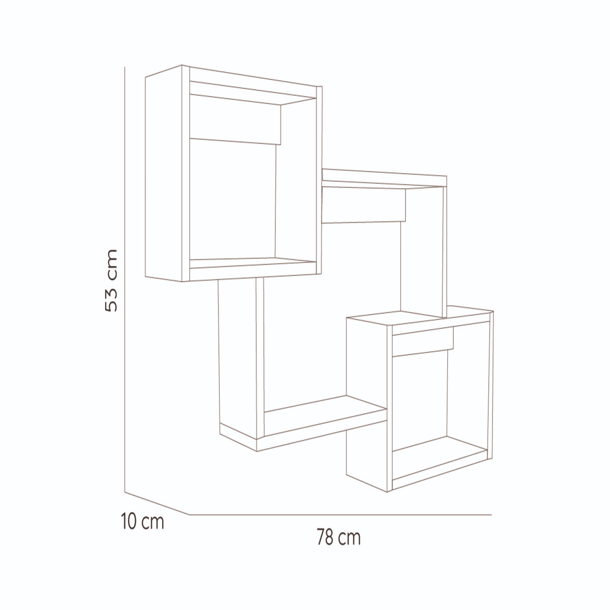 Set de 3 Repisas Alfa Cafe 58x83cm Cuadrado - Repisas y Percheros | Bylmo