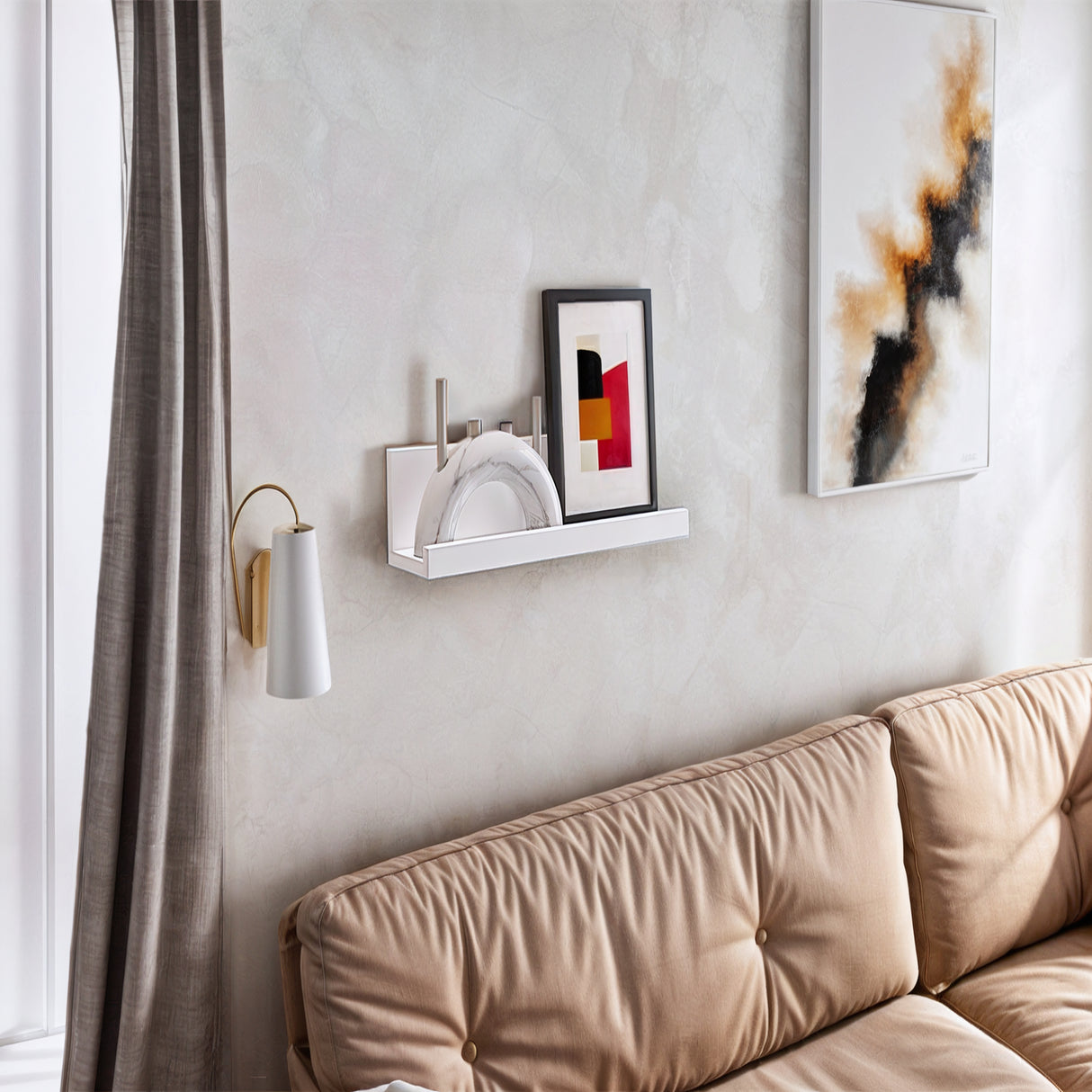 Repisa Julia Blanco 10x45cm en Forma de J - Repisas y Percheros | Bylmo