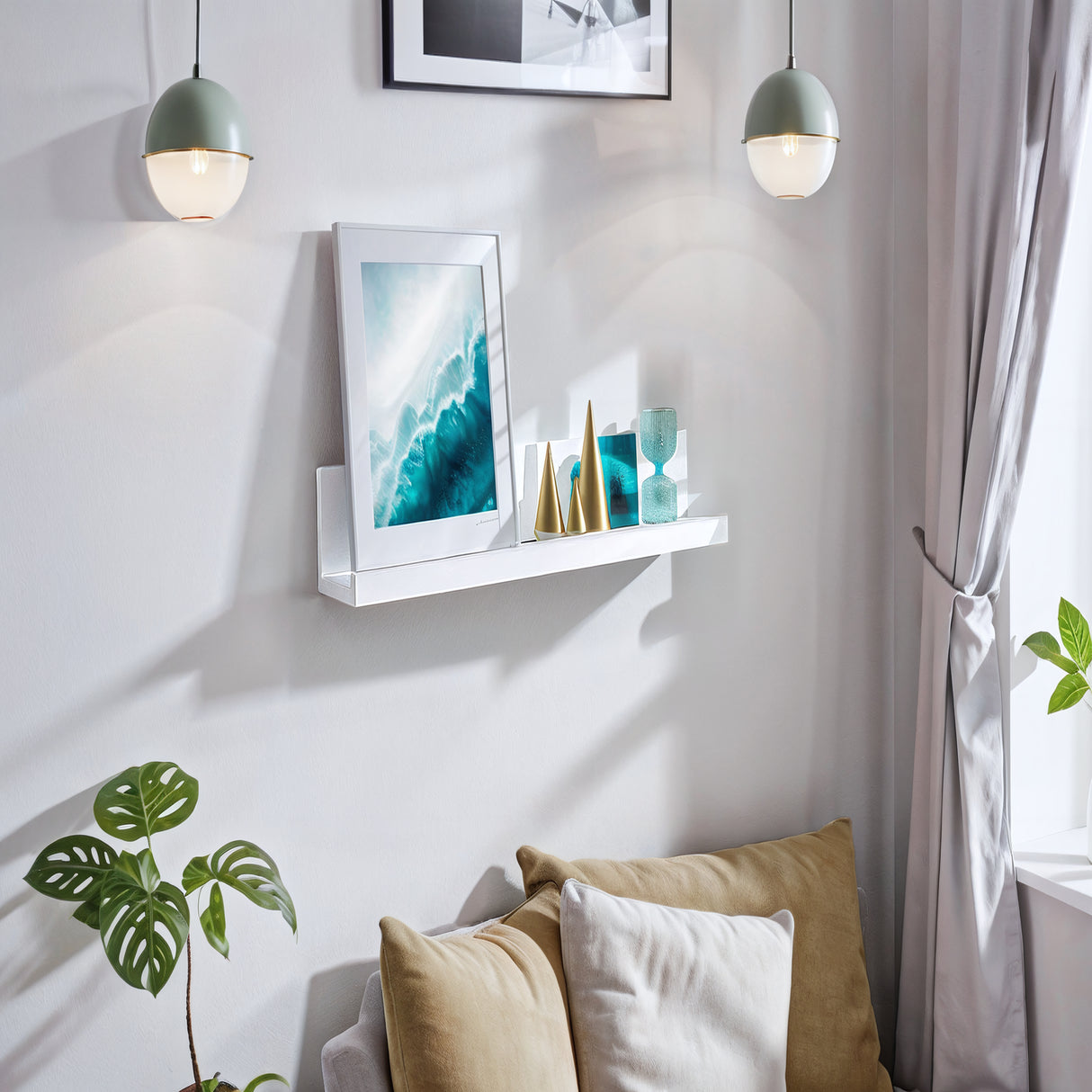 Repisa Julia Blanco 10x60cm en Forma de J - Repisas y Percheros | Bylmo