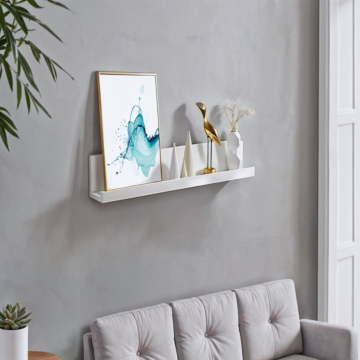 Repisa Julia Blanco 10x75cm en Forma de J - Repisas y Percheros | Bylmo