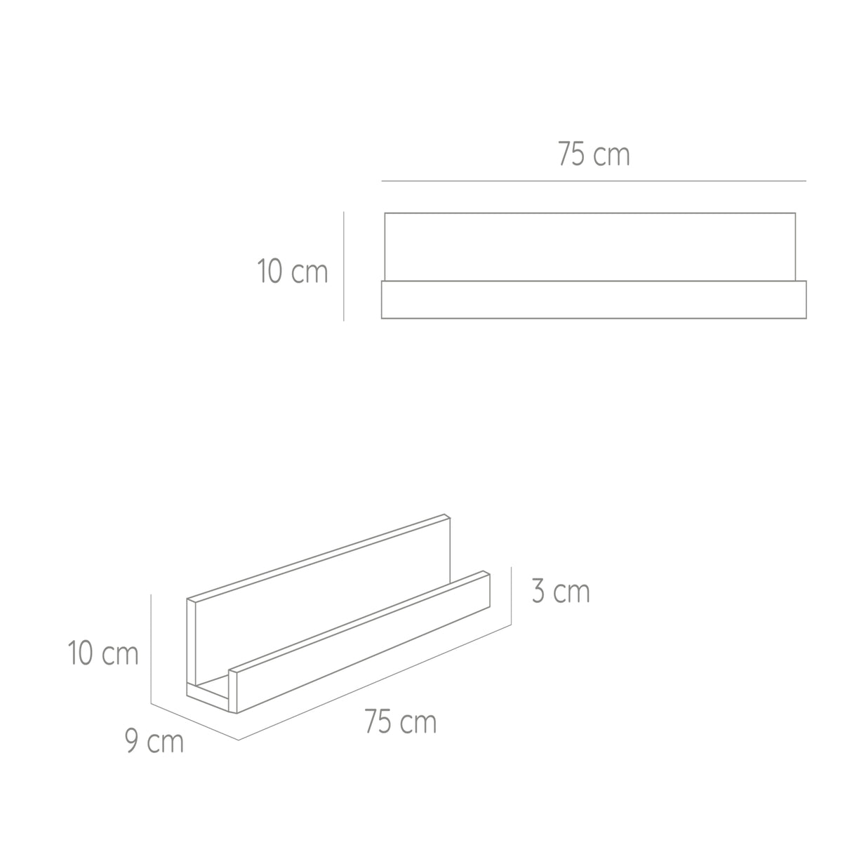 Repisa Julia Blanco 10x75cm en Forma de J - Repisas y Percheros | Bylmo