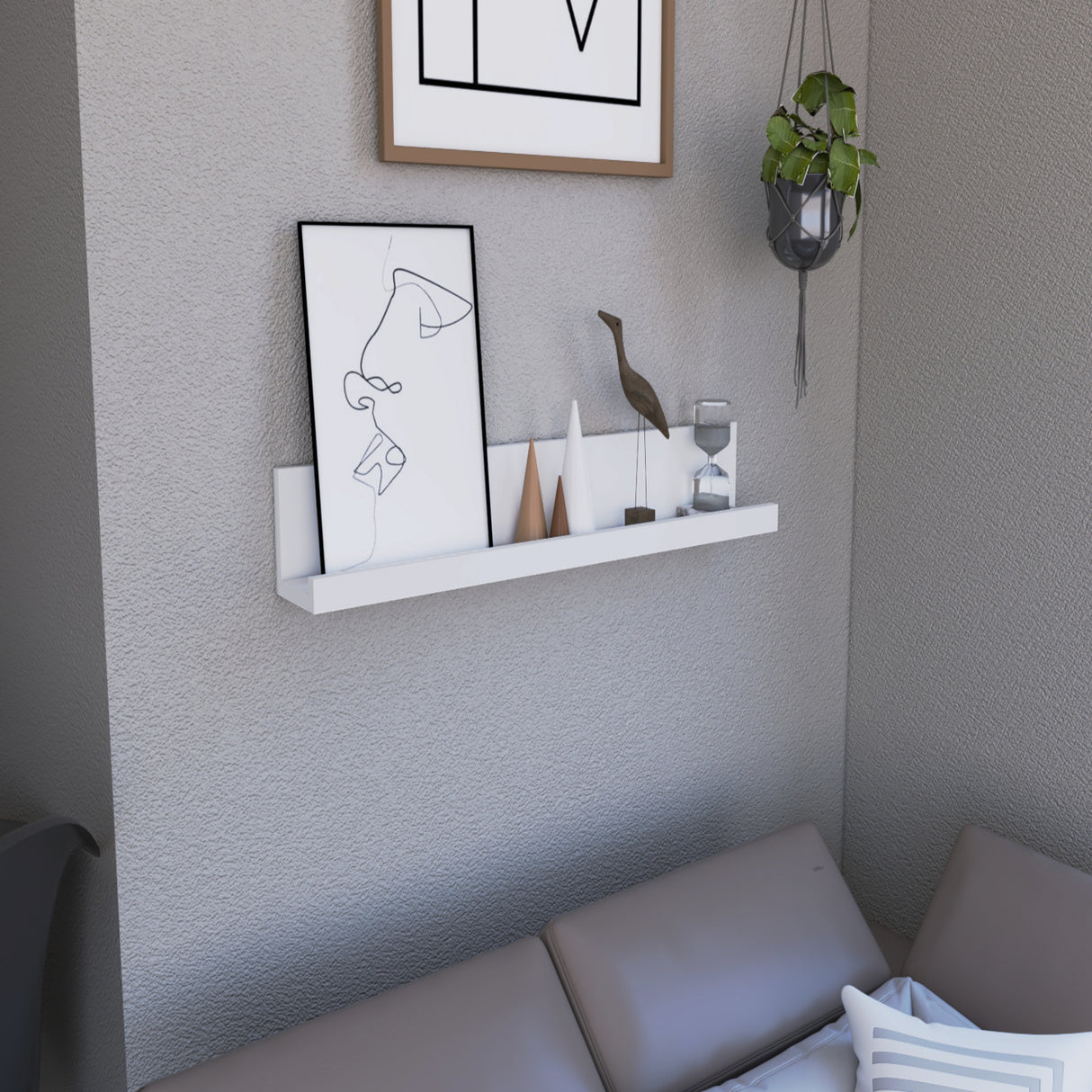 Repisa Julia Blanco 10x75cm en Forma de J - Repisas y Percheros | Bylmo