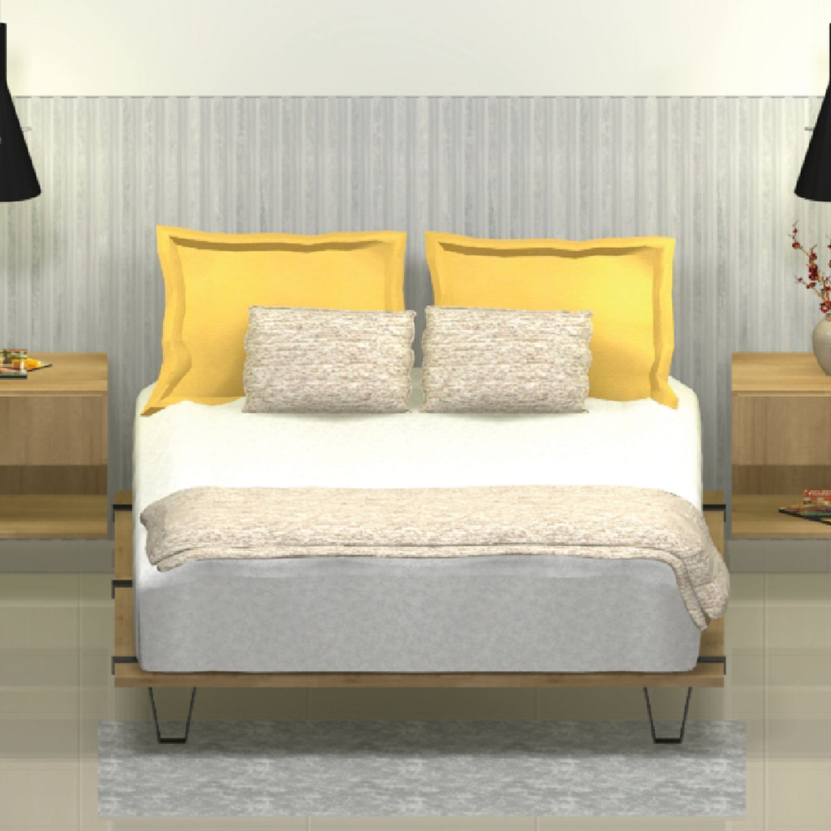 Base Cama Rebecca Madera Clara Natural 130x197cm Para Colchón Semidoble 120 X 190 Cm - Camas | Bylmo