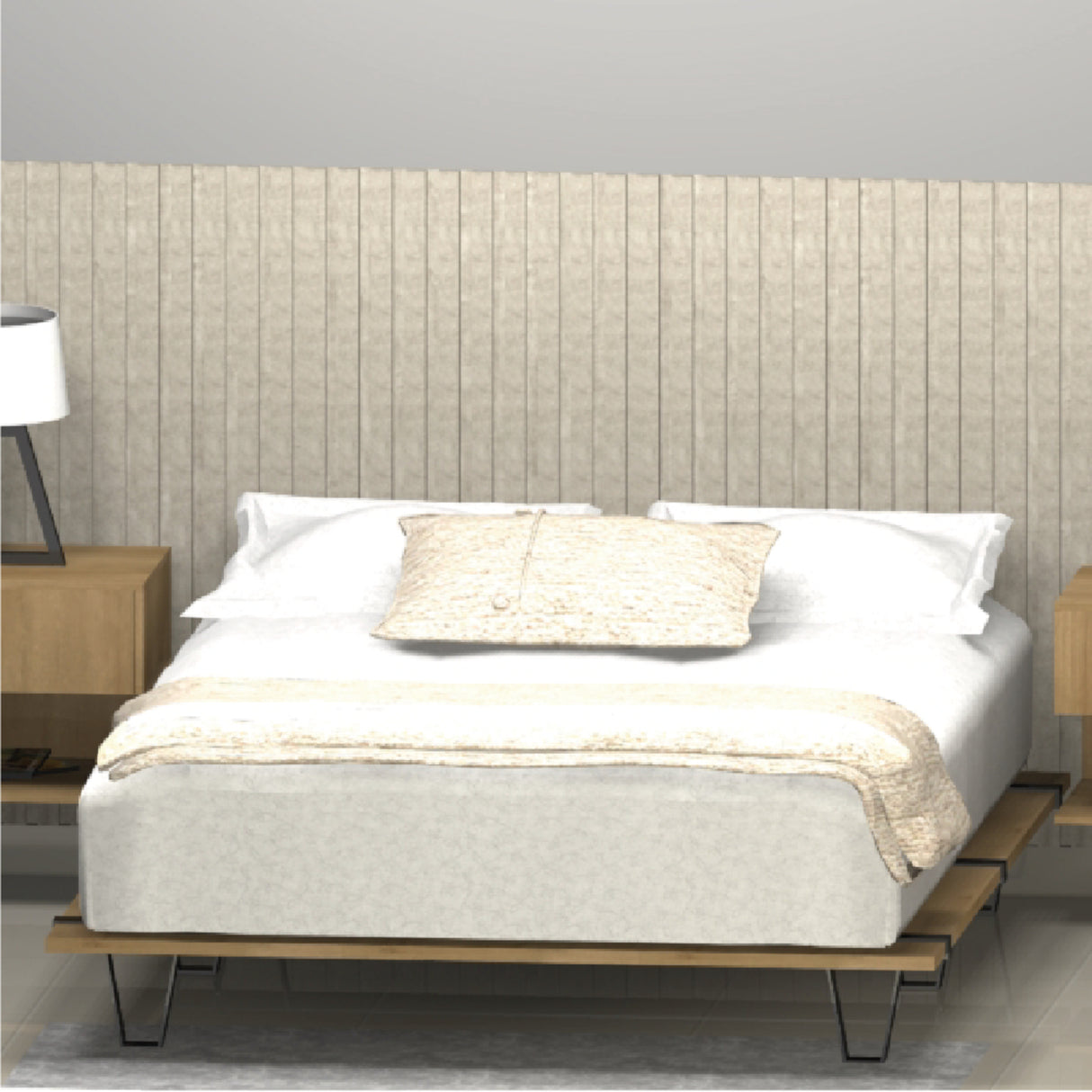 Base Cama Rebecca Madera Clara Natural 160x197cm Para Colchón Queen 160 X 190 Cm - Camas | Bylmo