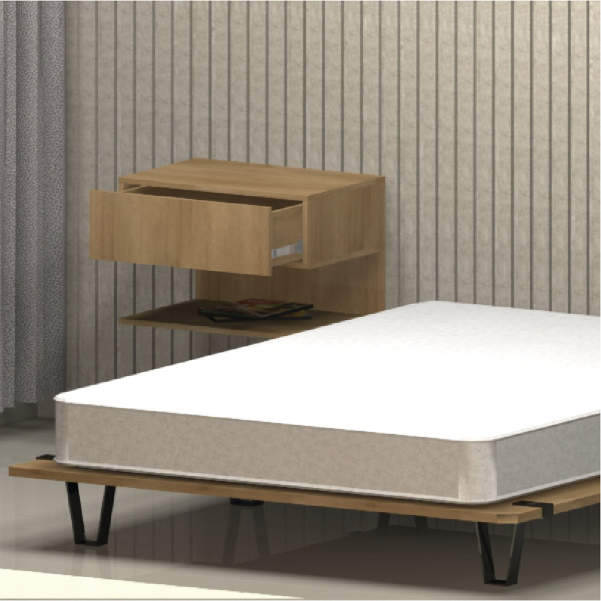 Base Cama Rebecca Madera Clara Natural 160x197cm Para Colchón Queen 160 X 190 Cm - Camas | Bylmo