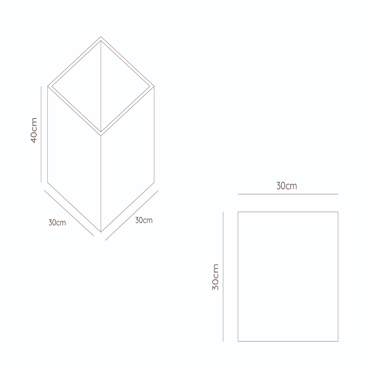 Matera Lucia Cafe 30x30cm Cuadrada Tradicional de Piso - Materas y Macetas | Bylmo