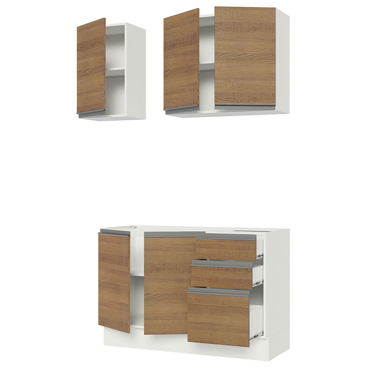 Cocina Integral Glamy Marron 120x225cm sin Mesón - Cocinas | Bylmo