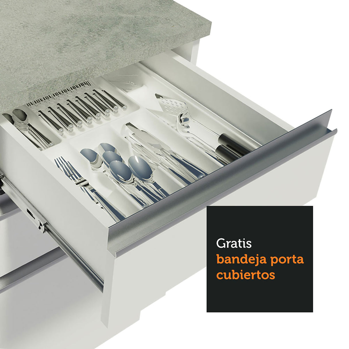 Cocina Integral Glamy Blanco 200x225cm con Mesón de Madera - Cocinas | Bylmo