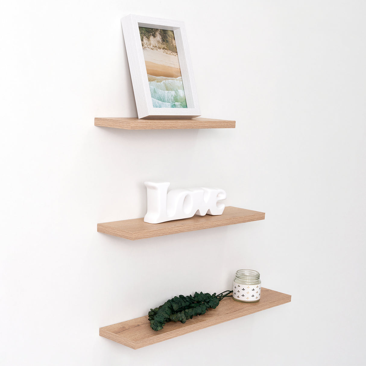 Set de 3 Repisas Balluci Cafe Claro Rectangular Flotantes de Diferentes Medidas - Repisas y Percheros | Bylmo