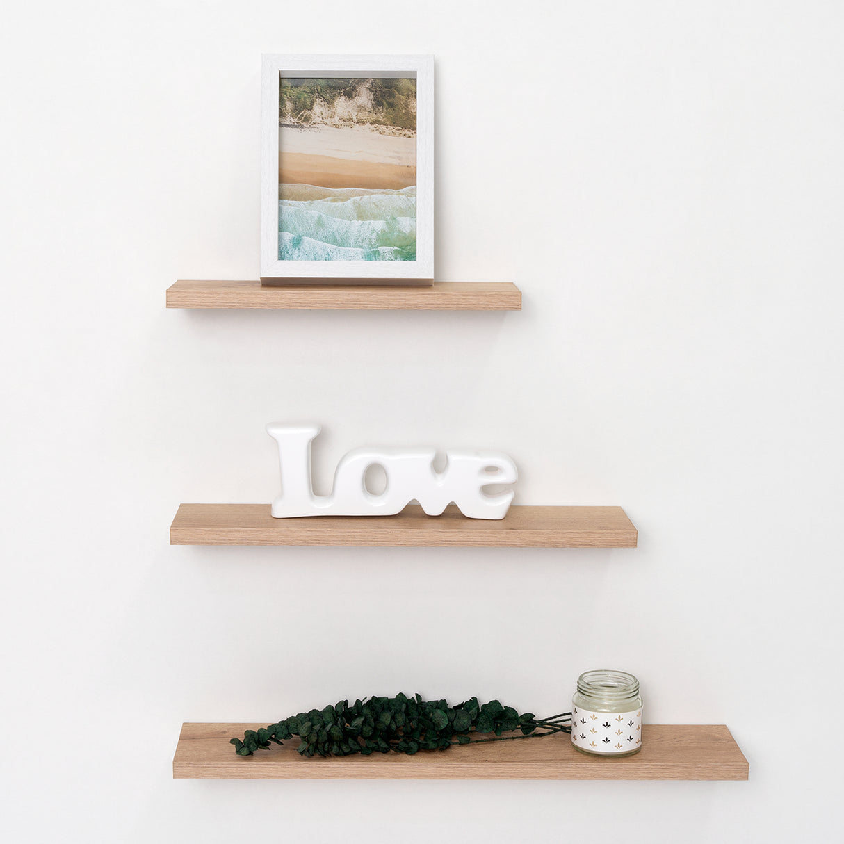 Set de 3 Repisas Balluci Cafe Claro Rectangular Flotantes de Diferentes Medidas - Repisas y Percheros | Bylmo