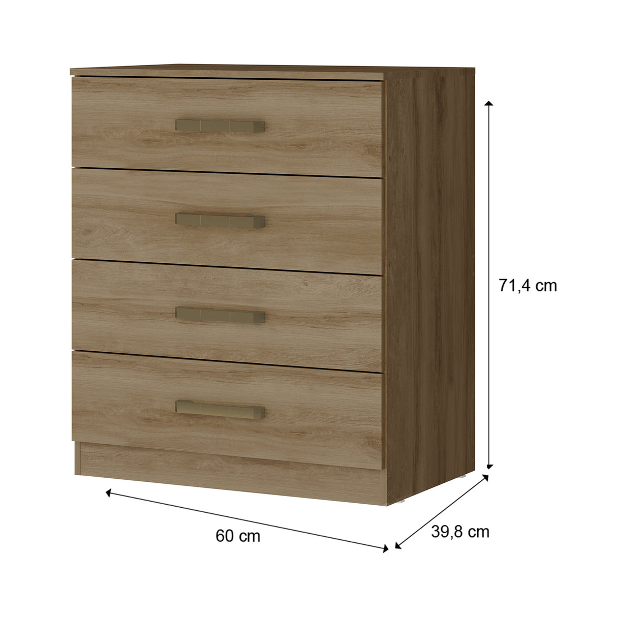 Cajonera Zaraza Noce 60x71cm con Cuatro Cajones - Cajoneras y Comodas | Bylmo