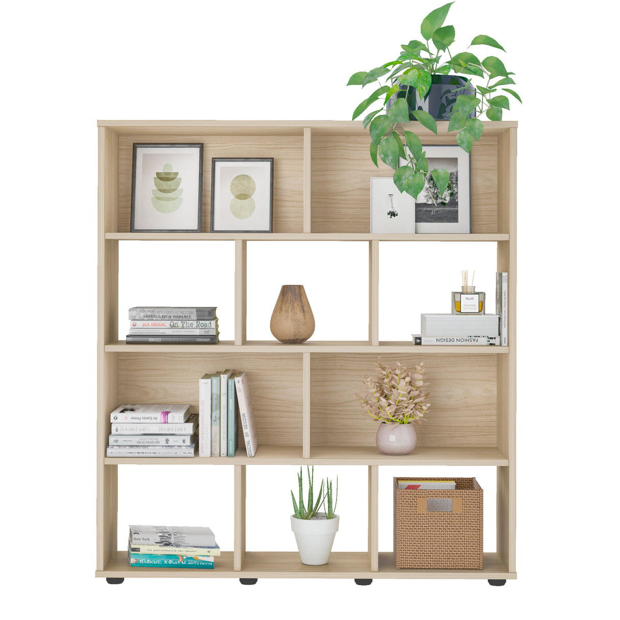 Biblioteca Book Cafe Claro 91x109cm Rectangular con 3 Entrepaños - Bibliotecas y Estanterías | Bylmo