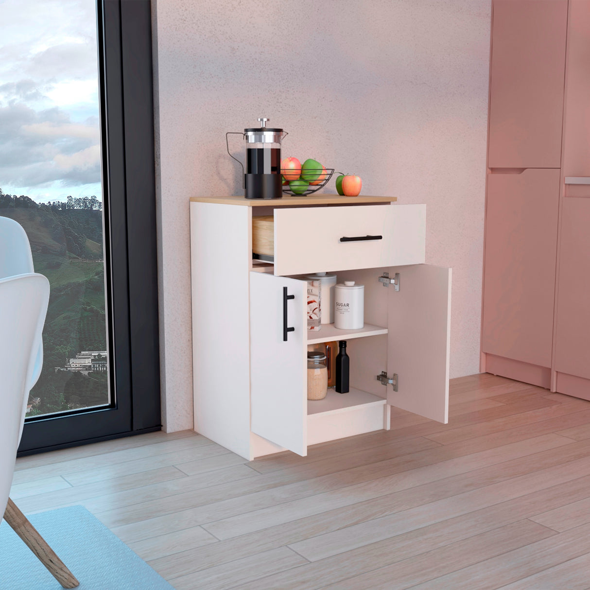 Alacena Mayorca Capri y Fresno Europeo 60x85.1cm sin Patas - Alacenas y Muebles Microondas | Bylmo