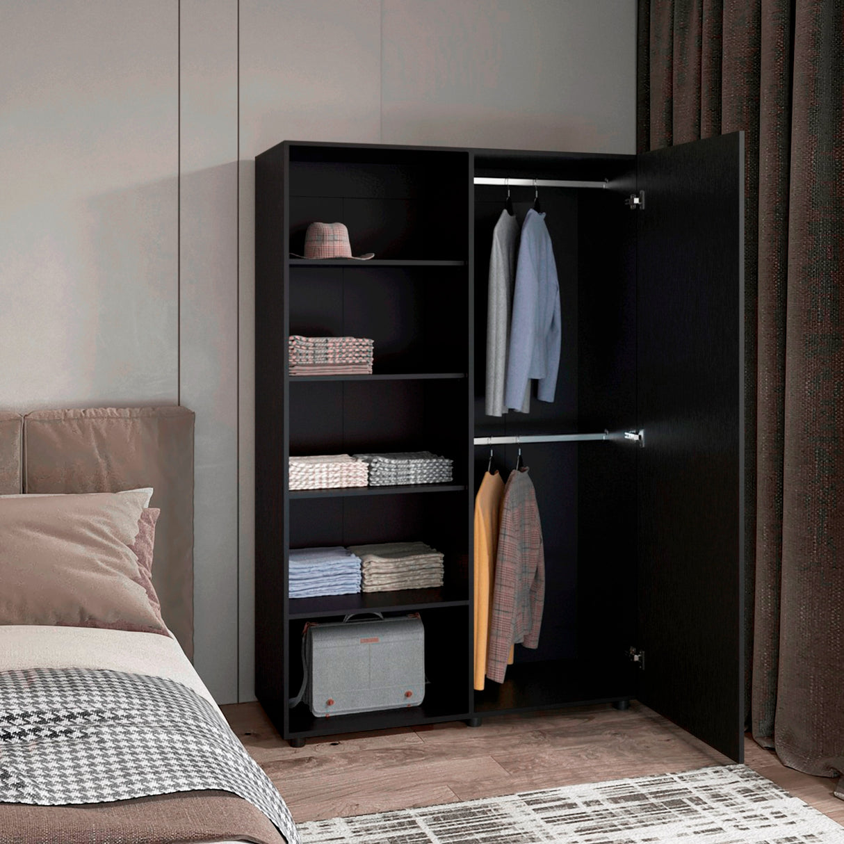 Closet Eco 120 Wengue 120.1x184cm Con Seis Compartimientos - Closets | Bylmo