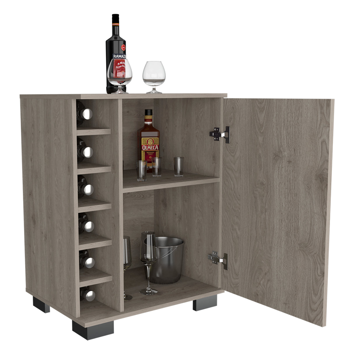 Bar Bajo Aurora Ceniza 62x81.7cm con Portabotellas - Bares | Bylmo