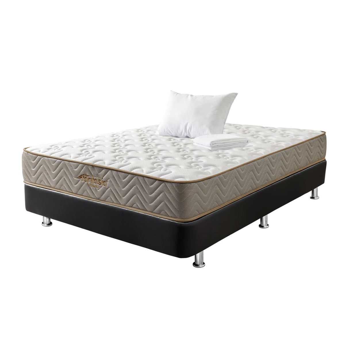 Combo Base Cama y Colchón Litium Sencillo 100x190cm Negro Medio Firme Ortopédico - Colchones | Bylmo