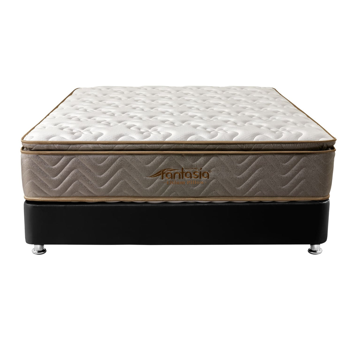 Combo Base Cama y Colchón Litium Pillow Doble 140x190cm Negro Medio Firme Ortopédico - Colchones | Bylmo