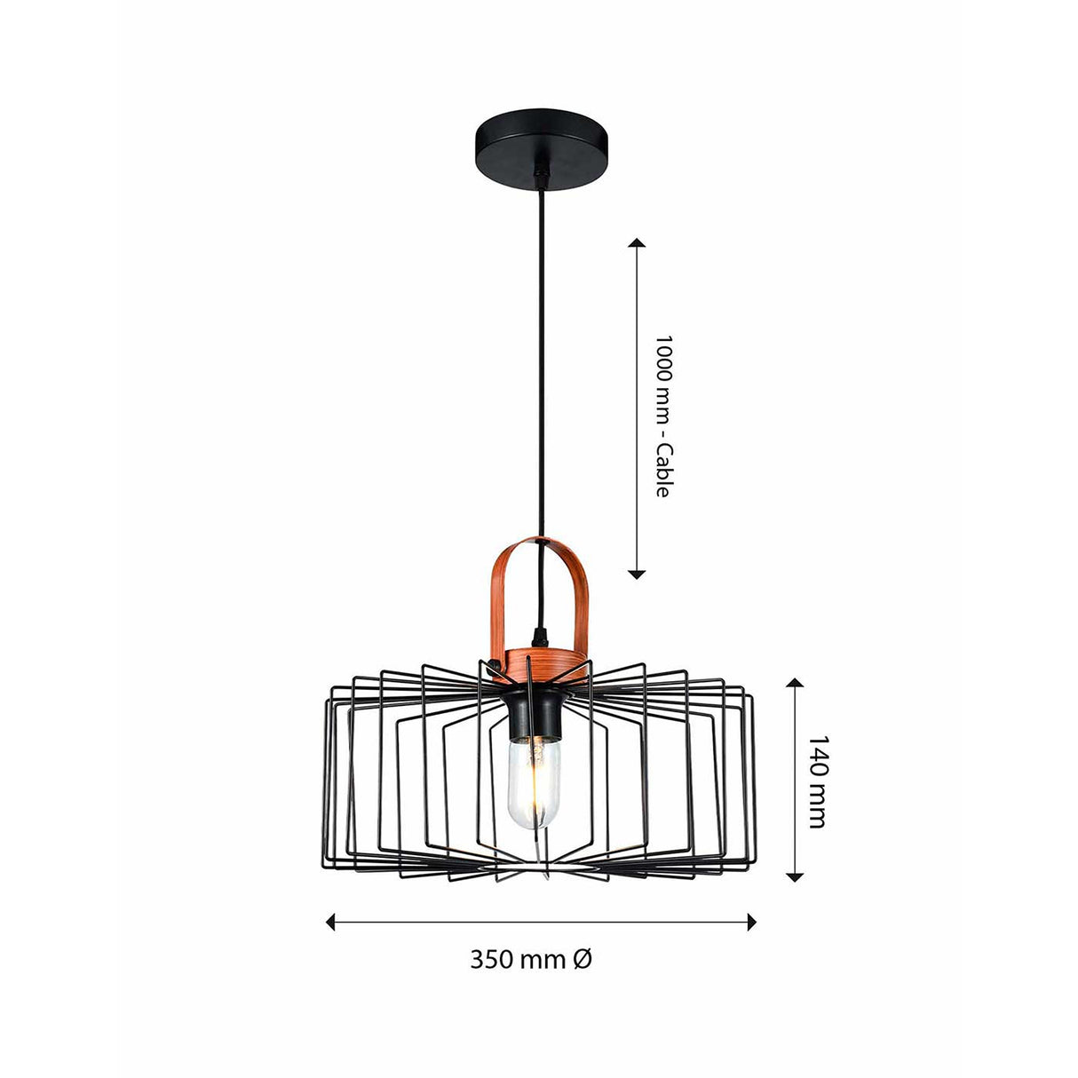 Lámpara Colgante Aymar Negro 35x14cm de Techo con Bombilla - Iluminacion | Bylmo