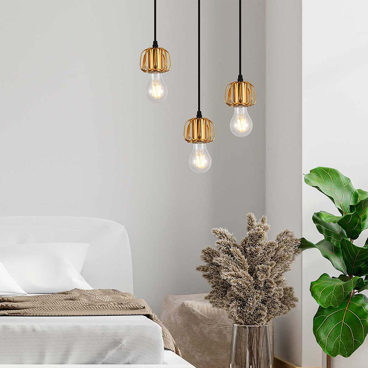 Lámpara Colgante Avril Dorado 9x17cm de Techo con Bombilla - Iluminacion | Bylmo