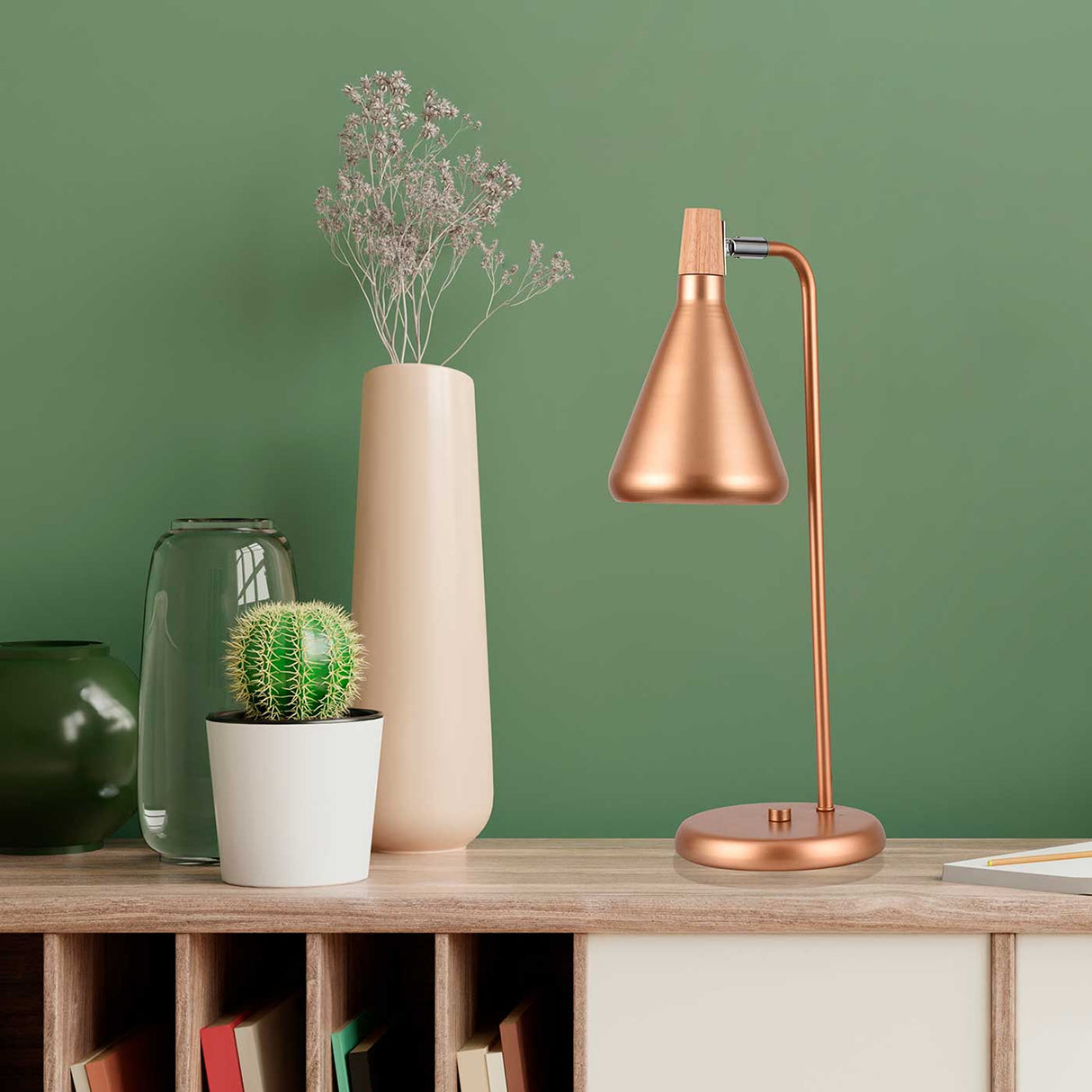 Lámpara De Mesa Clementina Cobre 12x48cm Con Bombilla LED - Iluminacion | Bylmo