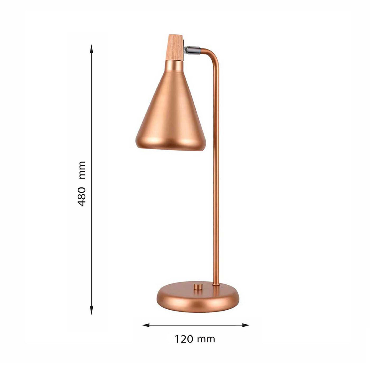 Lámpara De Mesa Clementina Cobre 12x48cm Con Bombilla LED - Iluminacion | Bylmo