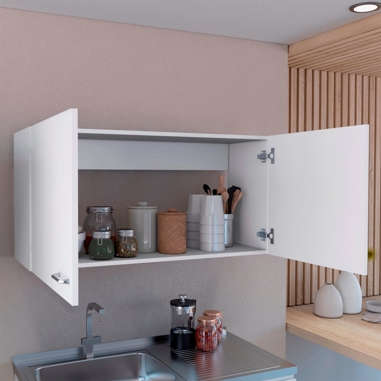 Gabinete Superior de Cocina Napoles Blanco 100x49cm con Dos Puertas - Muebles Superiores | Bylmo