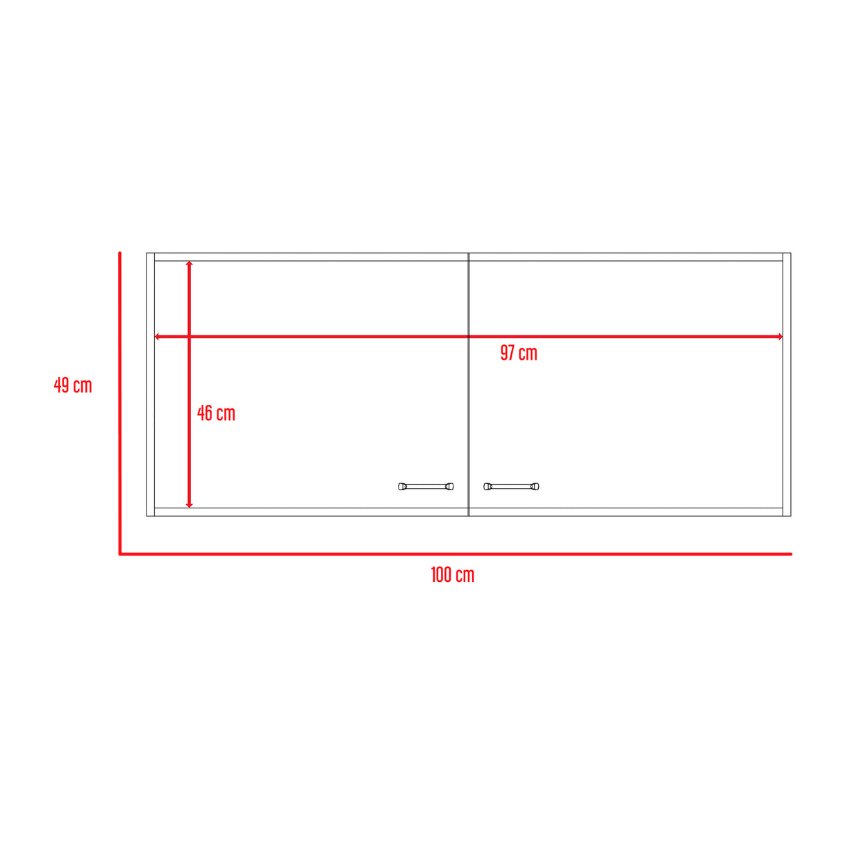 Gabinete Superior de Cocina Napoles Blanco 100x49cm con Dos Puertas - Muebles Superiores | Bylmo