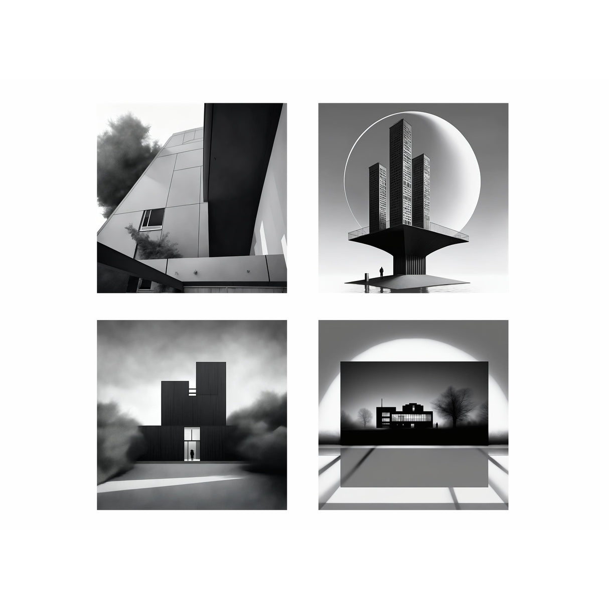 Set 4 Cuadros de Lienzo Arquitectónico 43x43cm Decorativos - Cuadros | Bylmo