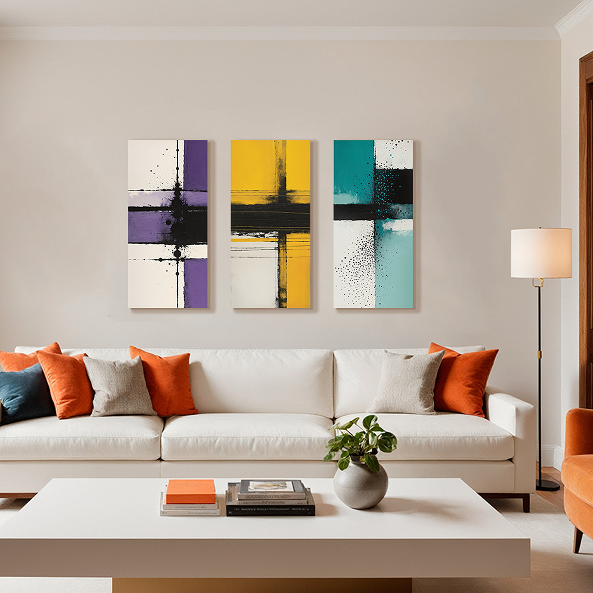Set 3 Cuadros de Lienzo Decorativos Minimalista 34x72cm - Cuadros | Bylmo