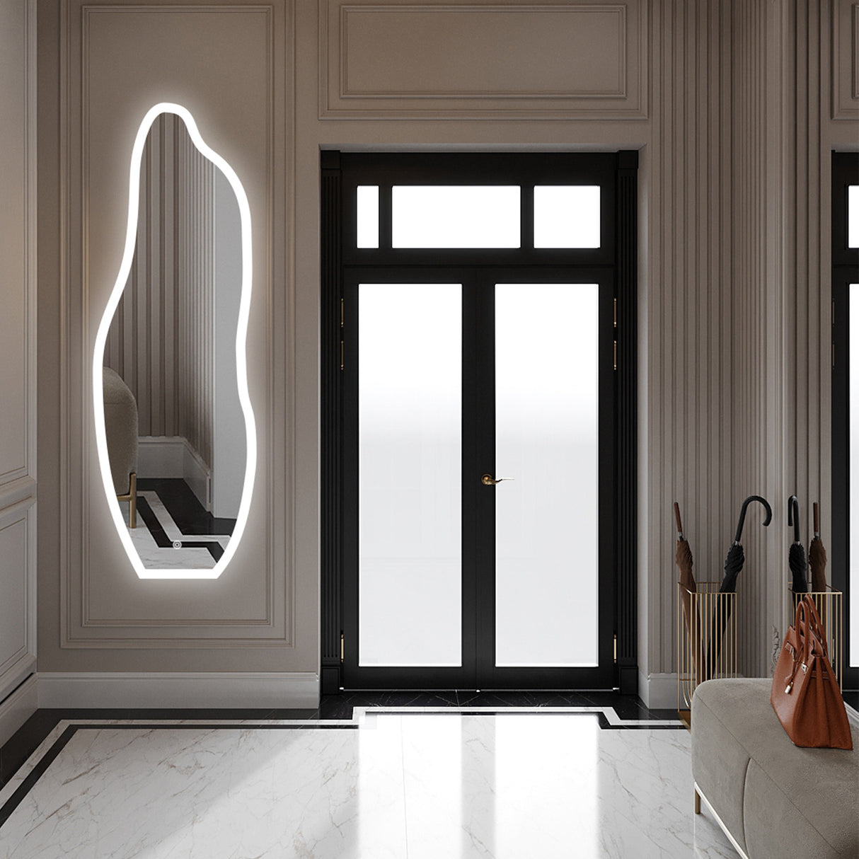 Espejo Led Asimétrico De Pared Moderno 50x150cm Sin Marco - Espejos Decorativos | Bylmo