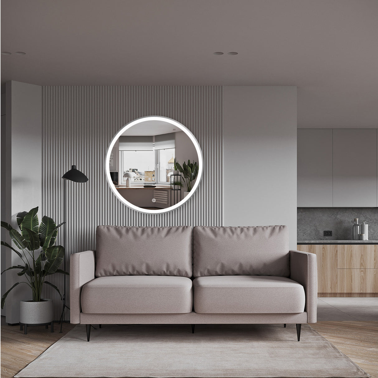 Espejo Led Redondo De Pared Moderno 60x60cm Sin Marco - Espejos Decorativos | Bylmo