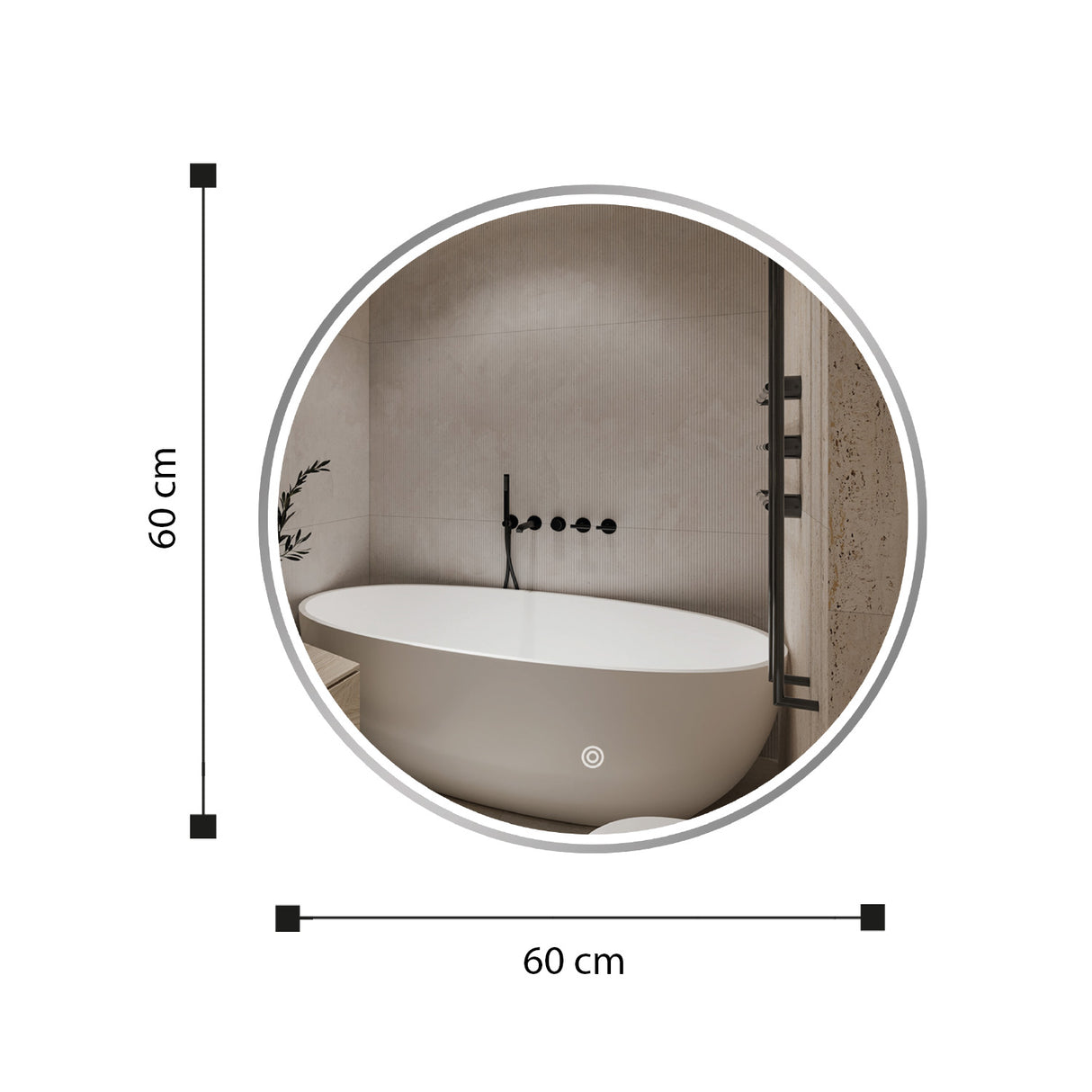 Espejo Led Redondo De Pared Moderno 60x60cm Sin Marco - Espejos Decorativos | Bylmo