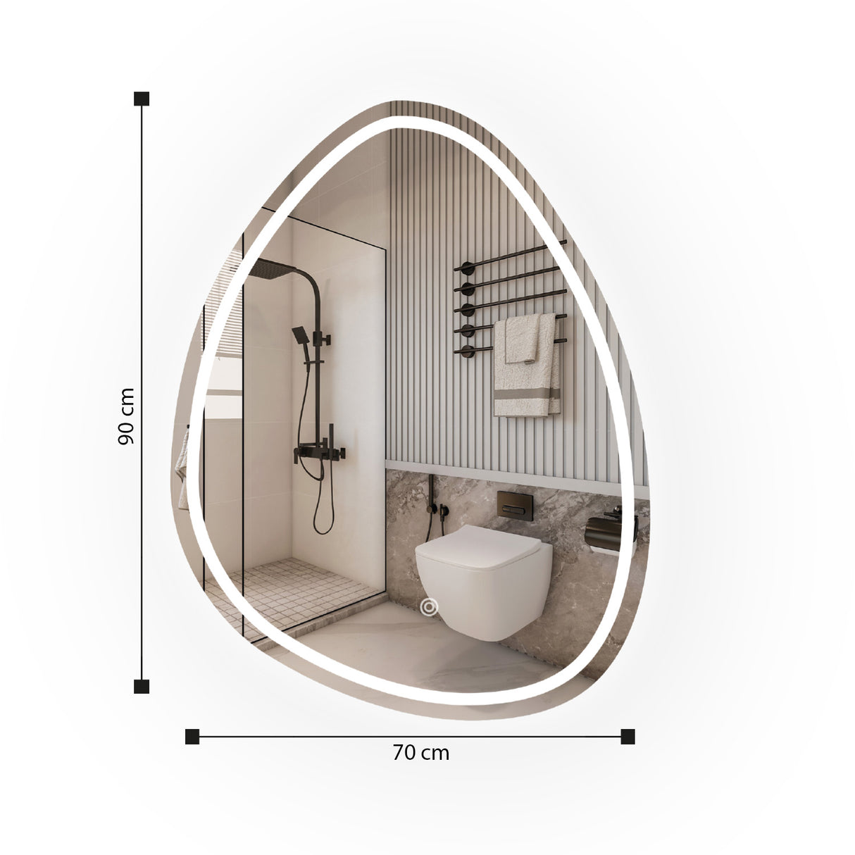 Espejo Led Ovalado De Pared Moderno 70x90cm Sin Marco - Espejos Decorativos | Bylmo