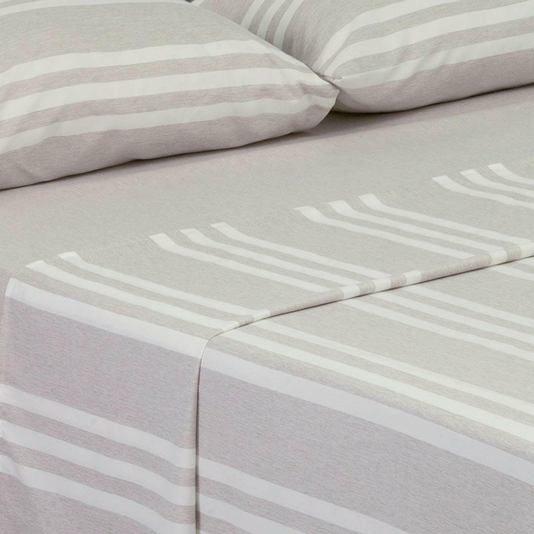 Juego de Sabanas Equilibrio Beige Claro para Cama Semidoble 120 X 190 Cm Rayas - Sabanas | Bylmo