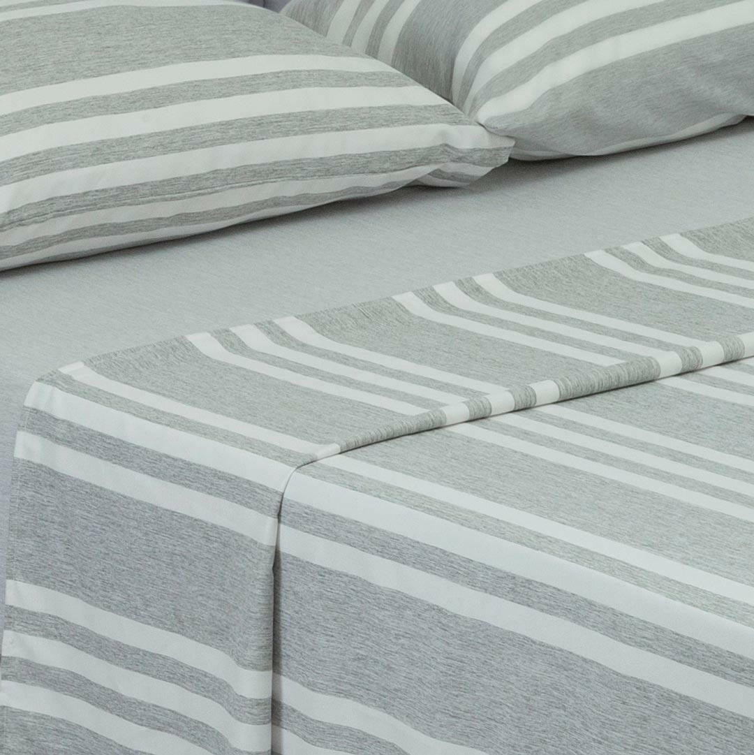 Juego de Sabanas Equilibrio Gris Oscuro para Cama Queen 160 X 190 Cm Rayas - Sabanas | Bylmo